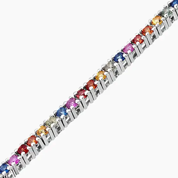 2.02 CT Multicolor Sapphire Tennis Bracelet - 4