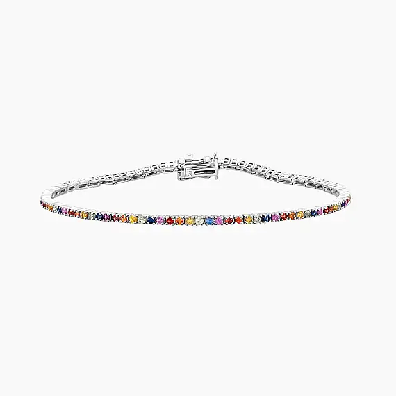 2.02 CT Multicolor Sapphire Tennis Bracelet - 2