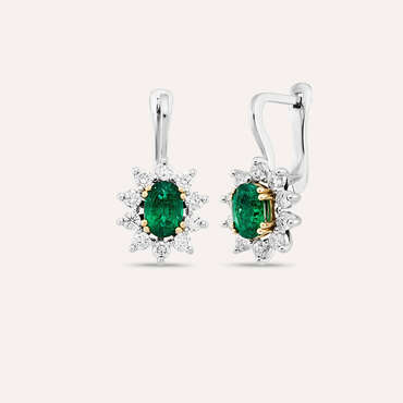 2.36 CT Emerald and Diamond White Gold Anturage Earring - Nev Jewellery