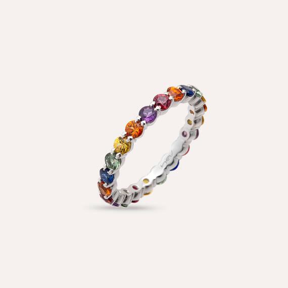 2.43 CT Multicolor Sapphire Eternity Ring - 5