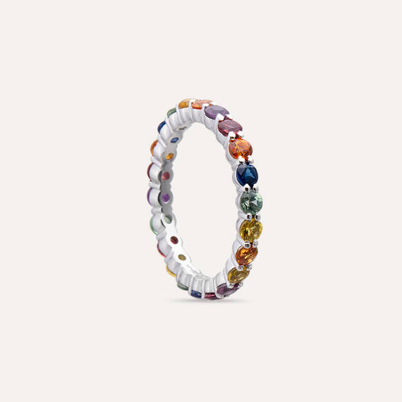 2.43 CT Multicolor Sapphire Eternity Ring - 7
