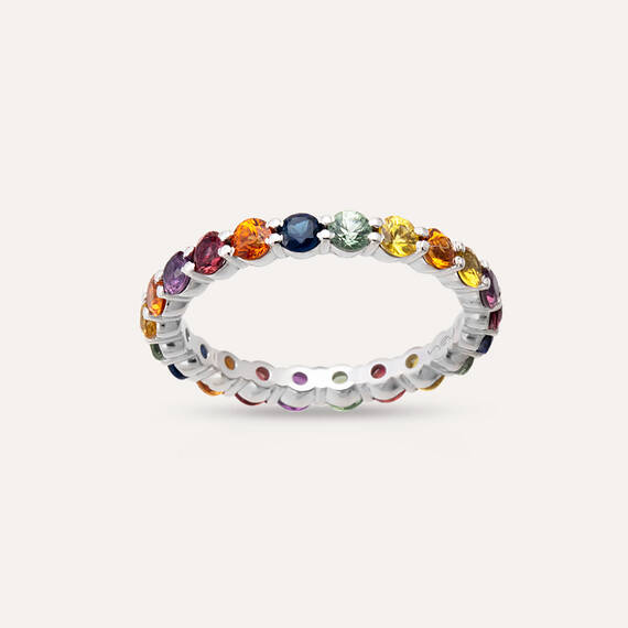 2.43 CT Multicolor Sapphire Eternity Ring - 4
