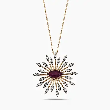 Shine 2.29 CT Ruby and Diamond Rose Gold Pendant - Nev Jewellery (1)
