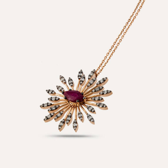 Shine 2.29 CT Ruby and Diamond Rose Gold Pendant - 3