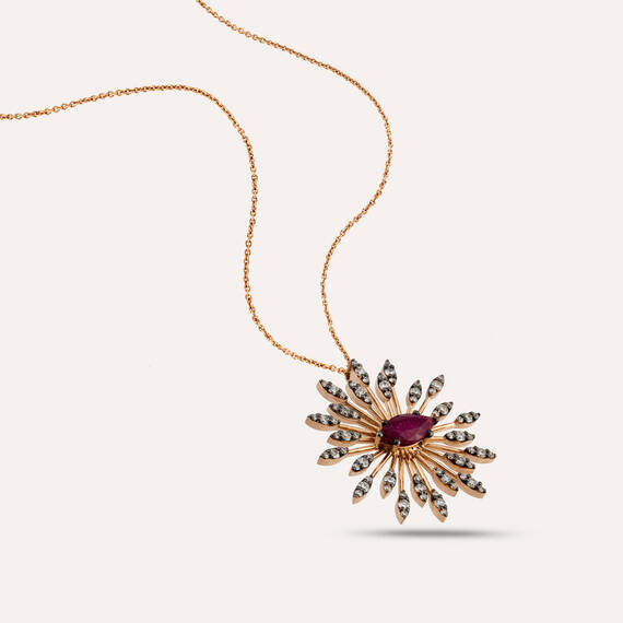 Shine 2.29 CT Ruby and Diamond Rose Gold Pendant - 4