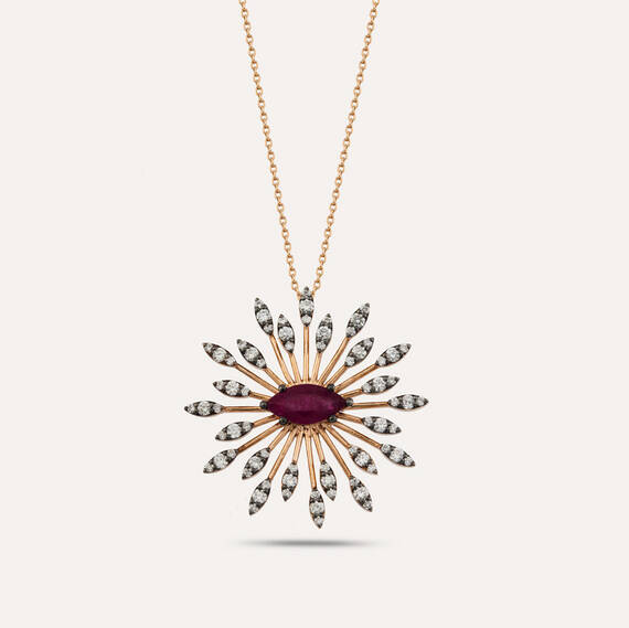 Shine 2.29 CT Ruby and Diamond Rose Gold Pendant - 1