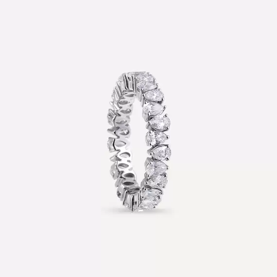 2.33 CT Pear Cut Diamond White Gold Eternity Ring - 5