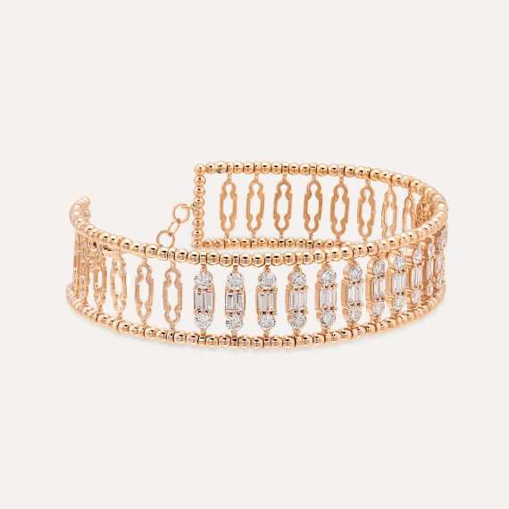 2.72 CT Baguette Cut Diamond Rose Gold Bracelet - 2