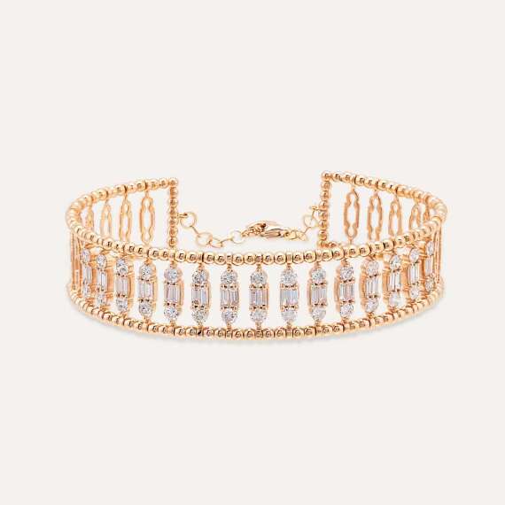 2.72 CT Baguette Cut Diamond Rose Gold Bracelet - 1