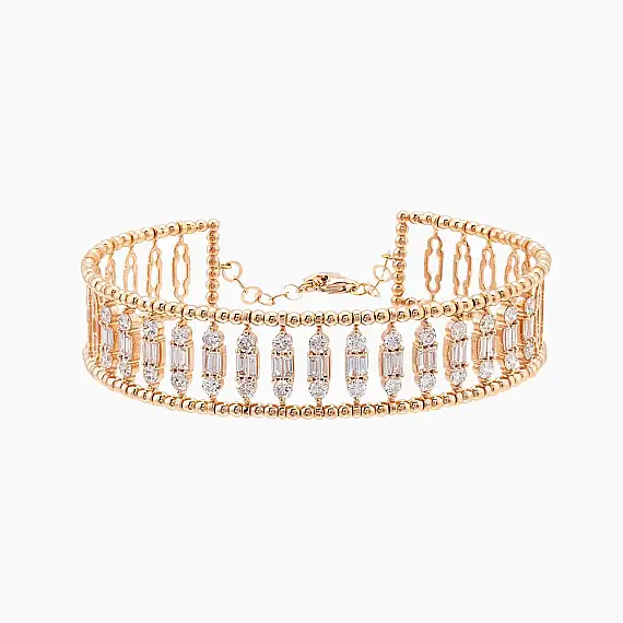 2.72 CT Baguette Cut Diamond Rose Gold Bracelet - 1
