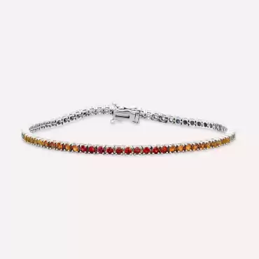 3.26 CT Multicolor Sapphire White Gold Tennis Bracelet - Nev Jewellery (1)