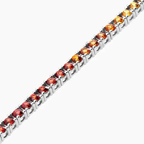 3.26 CT Multicolor Sapphire White Gold Tennis Bracelet - 3
