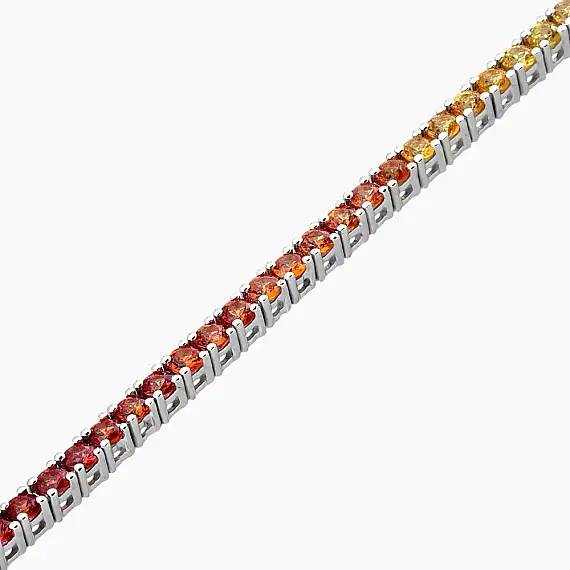 3.37 CT Multicolor Sapphire White Gold Tennis Bracelet - 5