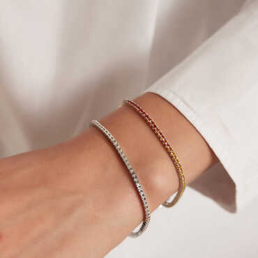 3.37 CT Multicolor Sapphire White Gold Tennis Bracelet - Nev Jewellery