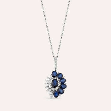 3.81 CT Sapphire and Diamond White Gold Necklace - Nev Jewellery (1)