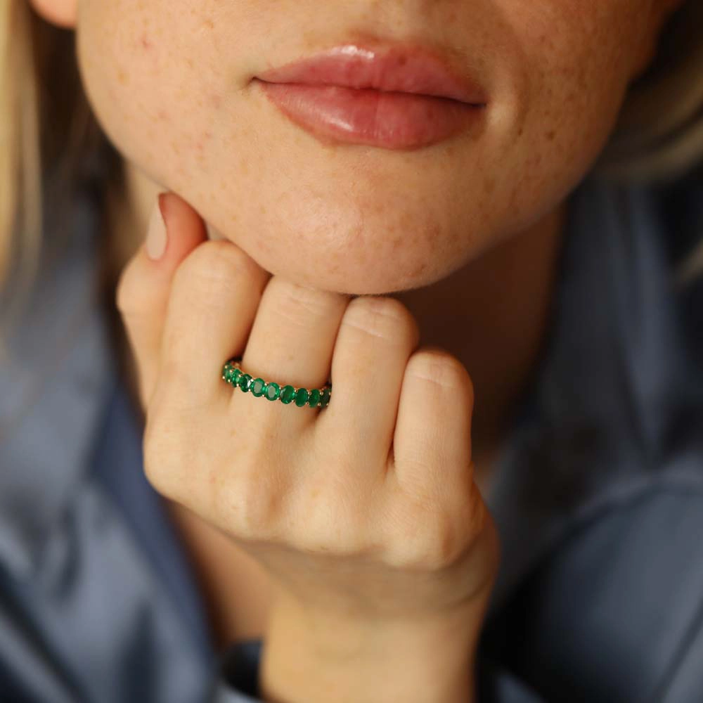 3.93 CT Emerald Yellow Gold Eternity Ring - Nev Jewellery (1)