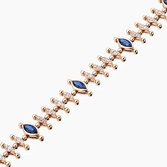 4.22 CT Marquise Cut Sapphire and Diamond Bracalet - 5