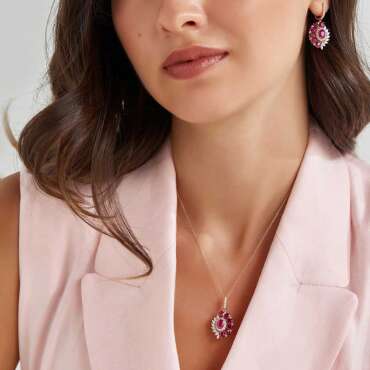 4.41 CT Ruby and Diamond Rose Gold Necklace - Nev Jewellery (1)