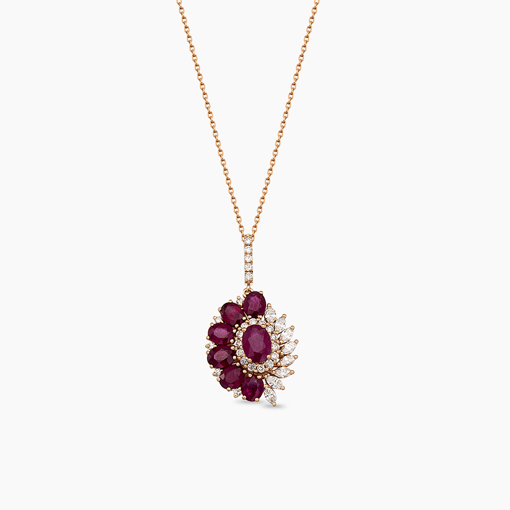 4.41 CT Ruby and Diamond Rose Gold Necklace - Nev Jewellery (1)