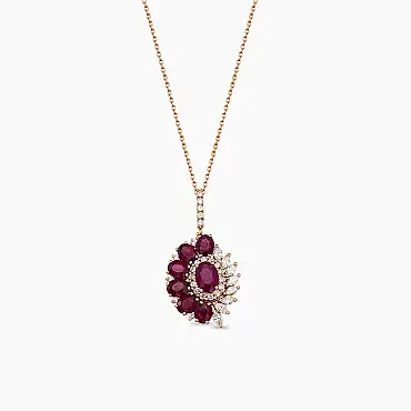 4.41 CT Ruby and Diamond Rose Gold Necklace - Nev Jewellery (1)