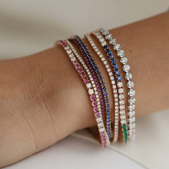 4.89 CT Sapphire Rose Gold Tennis Bracelet - 3