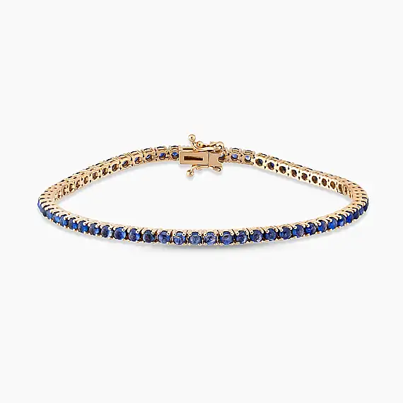 4.89 CT Sapphire Rose Gold Tennis Bracelet - 1
