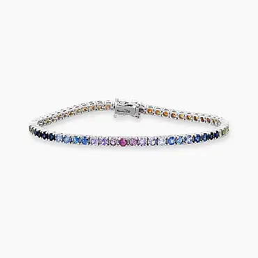 5.55 CT Multicolor Sapphire White Gold Tennis Bracelet - Nev Jewellery (1)