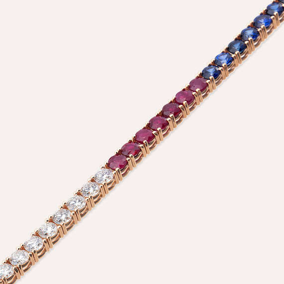 7.99 CT Colorful Rose Gold Tennis Bracelet - 4