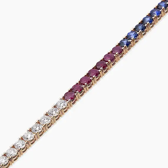 7.99 CT Colorful Rose Gold Tennis Bracelet - 3