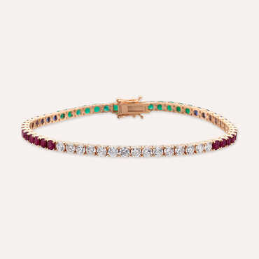 7.99 CT Colorful Rose Gold Tennis Bracelet - Nev Jewellery (1)