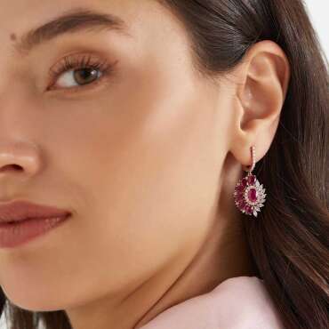 8.90 CT Ruby and Diamond Rose Gold Earring - Nev Jewellery (1)