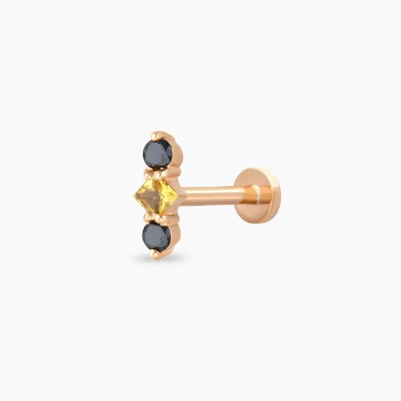 Abacus Multicolor Sapphire and Black Diamond Rose Gold Piercing - Nev Jewellery