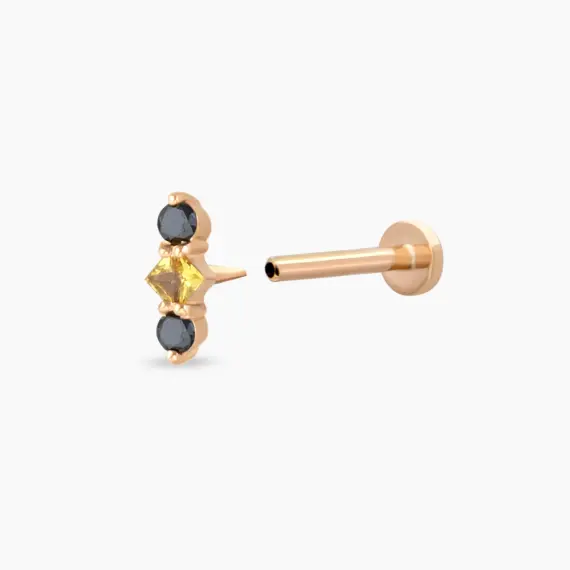 Abacus Multicolor Sapphire and Black Diamond Rose Gold Piercing - 4