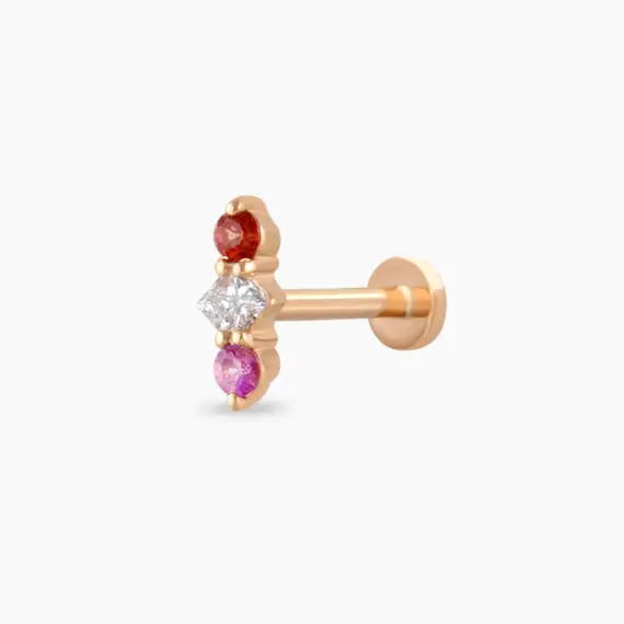 Abacus Multicolor Sapphire and Diamond Rose Gold Piercing - 4
