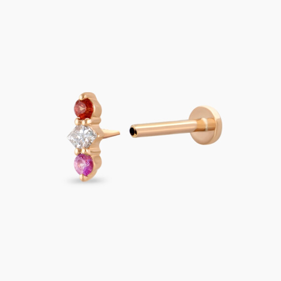 Abacus Multicolor Sapphire and Diamond Rose Gold Piercing - Nev Jewellery