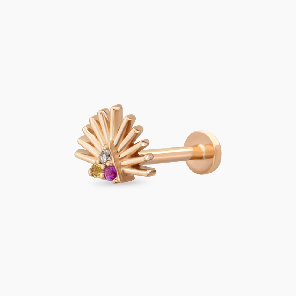 Adhafera Diamond and Multicolor Sapphire Rose Gold Piercing - 1