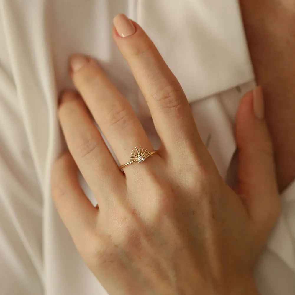 Adhafera Diamond Yellow Gold Ring - Nev Jewellery (1)