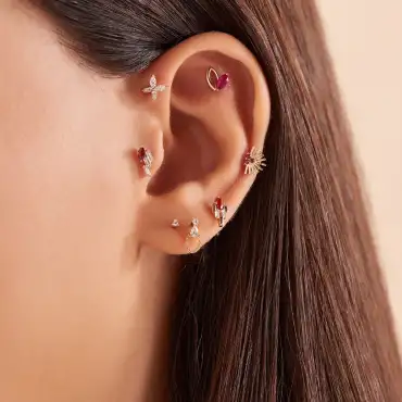 Adhafera Red Sapphire Rose Gold Piercing - Nev Jewellery (1)