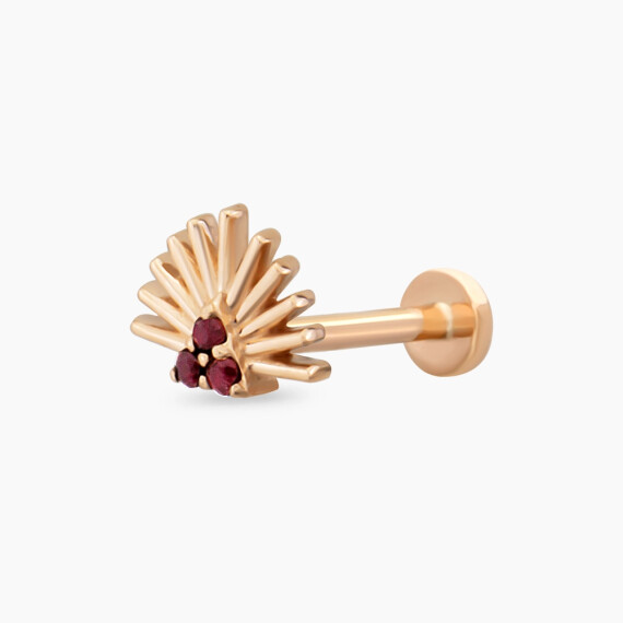 Adhafera Red Sapphire Rose Gold Piercing - Nev Jewellery