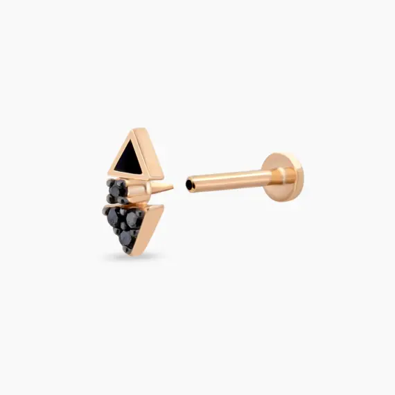 Afra Black Diamond and Black Enamel Rose Gold Piercing - 4