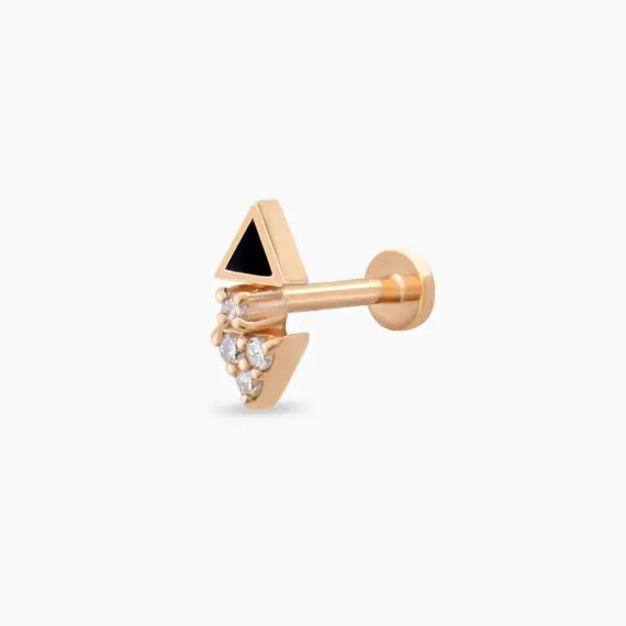 Afra Diamond and Black Enamel Rose Gold Piercing - 2