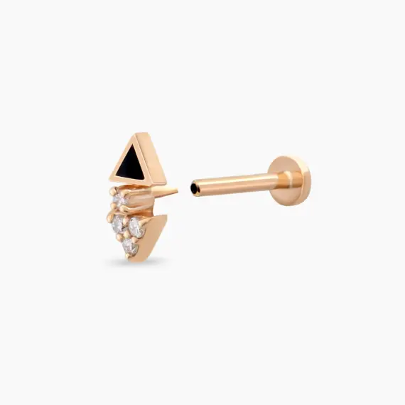 Afra Diamond and Black Enamel Rose Gold Piercing - 4