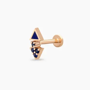 Afra Sapphire and Navy Blue Enamel Rose Gold Piercing - Nev Jewellery (1)