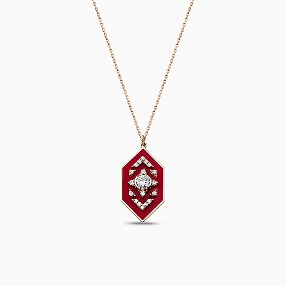 Aldebaran 0.41 CT Diamond and Red Enamel Pendant - 2