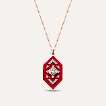 Aldebaran 0.41 CT Diamond and Red Enamel Pendant - Nev Jewellery