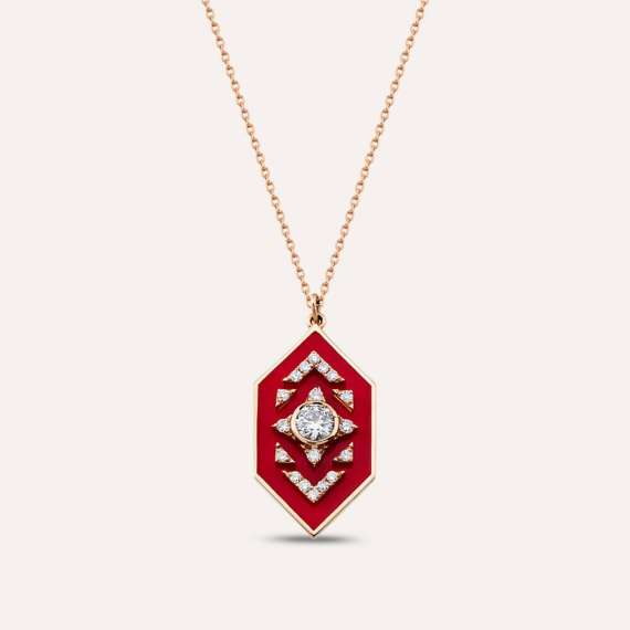 Aldebaran 0.41 CT Diamond and Red Enamel Pendant - 1