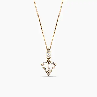 Alfa 0.38 CT Baguette Cut Diamond Rose Gold Pendant - Nev Jewellery (1)