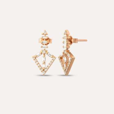 Alfa 0.65 CT Baguette Cut Diamond Rose Gold Earring - Nev Jewellery
