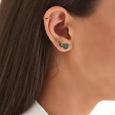 Alia Baguette Cut Blue Sapphire Rose Gold Hoop Piercing - Nev Jewellery (1)