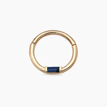Alia Baguette Cut Blue Sapphire Rose Gold Hoop Piercing - Nev Jewellery (1)